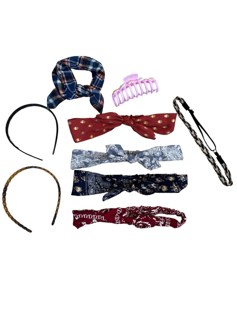 New! 9 Hair Accessories. Claire’s Hair Clip, Wire Scarf, and Headbands. NWOT.